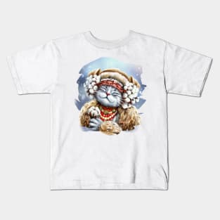 Cute winter cat Kids T-Shirt